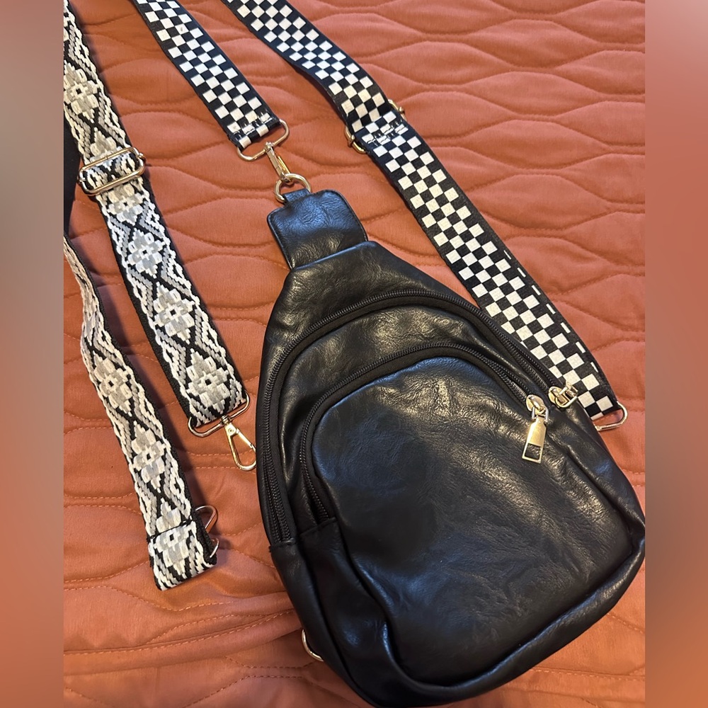 Black Leather Crossbody Bag